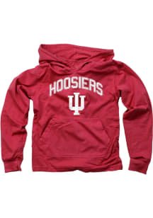 Wes and Willy Indiana Hoosiers Boys Cardinal Vintage Arch Mascot Long Sleeve Hooded Sweatshirt