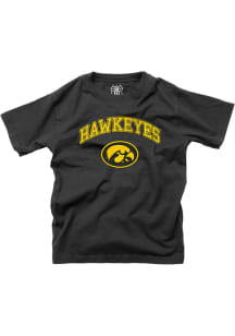 Wes and Willy Iowa Hawkeyes Youth Black Jersey Vintage Arch Mascot Short Sleeve T-Shirt