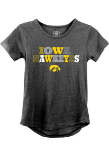 Wes and Willy Iowa Hawkeyes Girls Black Multi Font Short Sleeve Fashion T-Shirt