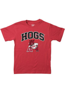 Wes and Willy Arkansas Razorbacks Youth Cardinal Jersey Vintage Arch Mascot Short Sleeve T-Shirt