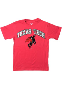 Wes and Willy Texas Tech Red Raiders Youth Red Jersey Vintage Arch Mascot Short Sleeve T-Shirt