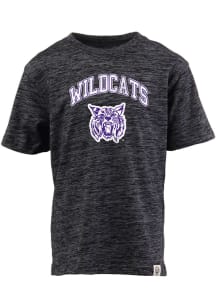 Wes and Willy K-State Wildcats Youth Black Vintage Arch Mascot Short Sleeve Fashion T-Shirt