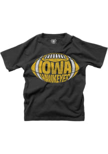 Wes and Willy Iowa Hawkeyes Youth Black Lettered Football Short Sleeve T-Shirt