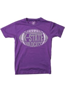 Wes and Willy K-State Wildcats Boys Purple Lettered Football Short Sleeve T-Shirt