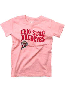 Brutus Buckeye  Wes and Willy Ohio State Buckeyes Girls Pink Arch Mascot Chant Short Sleeve T-Shir..