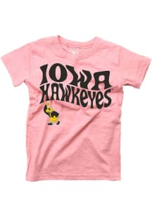 Wes and Willy Iowa Hawkeyes Girls Pink Arch Mascot Chant Short Sleeve T-Shirt