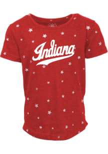 Wes and Willy Indiana Hoosiers Girls Cardinal Shimmer Star Short Sleeve Fashion T-Shirt