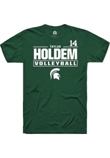 Taylah Holdem Michigan State Spartans Green NIL Stacked Box Short Sleeve Player T Shirt