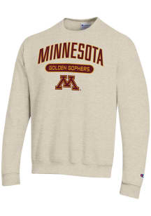 Champion Minnesota Golden Gophers Mens Oatmeal Arch Powerblend Long Sleeve Crew Sweatshirt