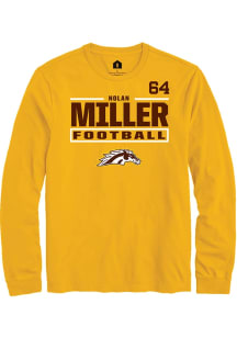 Nolan Miller Western Michigan Broncos Gold Football NIL Stacked Box Long Sleeve Player T Shirt
