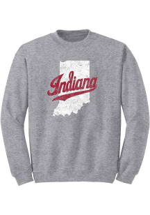 Indiana Hoosiers Mens Grey State Silhouette Long Sleeve Crew Sweatshirt