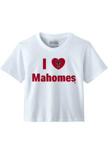 Patrick Mahomes  BreakingT Texas Tech Red Raiders Womens White I Heart Mahomes Short Sleeve T-Shir..