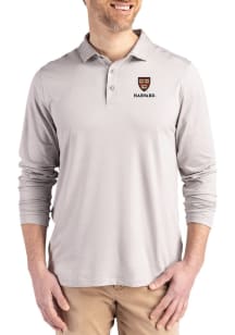 Cutter and Buck Harvard Crimson Mens Grey Coastline Long Sleeve Polo Shirt