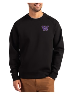 Cutter and Buck Washington Huskies Mens Black Roam Long Sleeve Crew Sweatshirt