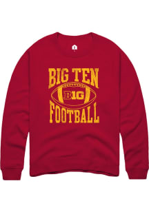 Rally Big Ten Mens Cardinal Football Arch Design Long Sleeve Crew Sweatshirt