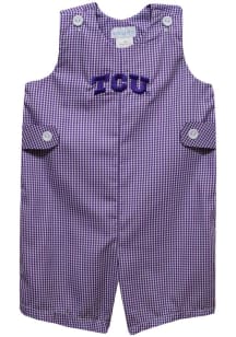 Vive La Fete TCU Horned Frogs Toddler Purple Gingham Overalls