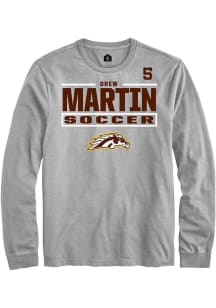 Drew Martin Western Michigan Broncos Grey NIL Stacked Box Long Sleeve Player T Shirt