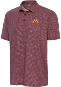 Antigua Minnesota Golden Gophers Mens Maroon Trellis Short Sleeve Polo