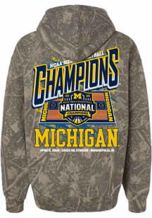 Something Inked Michigan Wolverines Mens Green 2026 Men's Basketball National Champions Court Long..