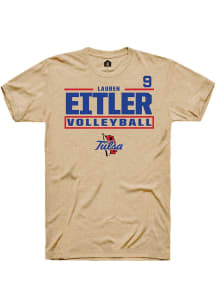 Lauren Eitler Tulsa Golden Hurricane Brown NIL Stacked Box Short Sleeve Player T Shirt