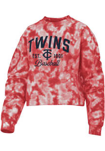 Minnesota Twins Womens Red Tie Dye Crew Sweatshirt