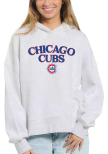 Chicago Cubs Womens Ash Snuggly Hooded Sweatshirt