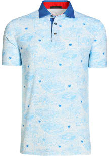 Greyson Kansas Jayhawks Mens White Campus Scene Short Sleeve Fashion Polo