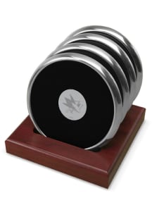 San Jose Sharks Silver and Leather Coaster - Silver