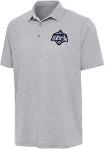 Antigua UConn Huskies Mens Grey 2025 Womens National Champions Par 3 Short Sleeve Polo