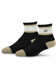 Purdue Boilermakers Stripe Embroidered Fuzzy Womens Quarter Socks