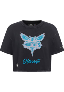 Pro Standard Charlotte Hornets Womens Black Crystalline Boxy Short Sleeve T-Shirt