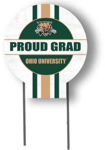 Ohio Bobcats KH Sports Fan 20x20 Circle Yard Sign with Stakes Proud Grad Yard Sign - White