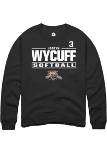 Jordyn Wycuff  Rally Ohio Bobcats Mens Black NIL Stacked Box Long Sleeve Crew Sweatshirt