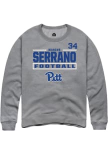 Marcus Serrano Pitt Panthers Mens Graphite Football NIL Stacked Box Player Crew