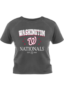 Washington Nationals Womens Charcoal Baby Short Sleeve T-Shirt