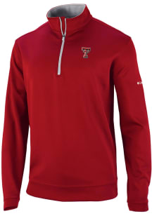 Columbia Texas Tech Red Raiders Mens Red Heat Seal Omni Wick Wickhams Hills Long Sleeve Qtr Zip Pu..