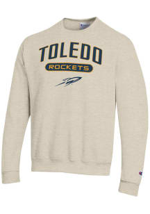 Champion Toledo Rockets Mens Oatmeal Arch Pill Logo Powerblend Long Sleeve Crew Sweatshirt