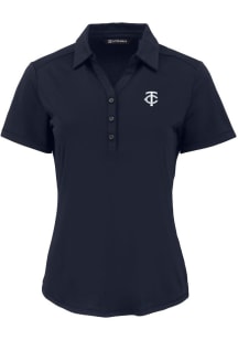 Cutter and Buck Minnesota Twins Womens Navy Blue Mono Forge Eco Polo Short Sleeve Polo Shirt