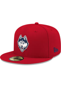 New Era UConn Huskies Mens Red 59FIFTY Fitted Hat