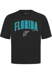 Levelwear Miami Marlins Black Signature Knit District Cooperstown Short Sleeve Fashion T Shirt