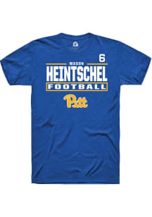 Mason Heintschel Pitt Panthers Blue Football NIL Stacked Box Short Sleeve Player T Shirt