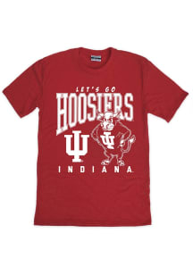 Indiana Hoosiers Crimson Let's Go Hoosiers Vault Bison Short Sleeve Fashion T Shirt