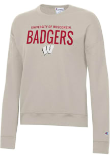 Champion Wisconsin Badgers Womens White Powerblend Crew Sweatshirt
