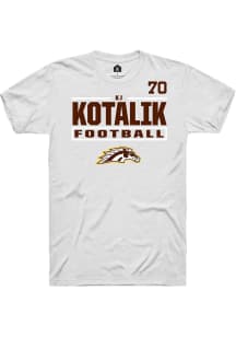 KJ Kotalik Western Michigan Broncos White Football NIL Stacked Box Short Sleeve Player T Shirt