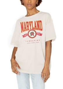 Gameday Couture Maryland Terrapins Womens Ivory Oversized Vintage Short Sleeve T-Shirt