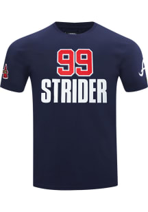 Spencer Strider Atlanta Braves Navy Blue Classic Player Mash Up Short Sleeve Fashion Player T Shir..