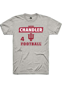 Davion Chandler Indiana Hoosiers Ash Football NIL Striped Short Sleeve Player T Shirt
