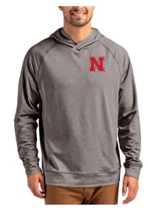 Cutter and Buck Nebraska Cornhuskers Mens Black Adapt Knit Hood Long Sleeve Hoodie