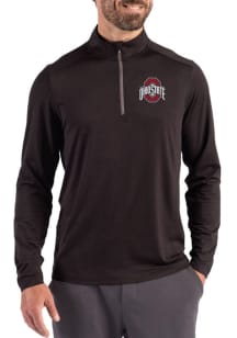 Cutter and Buck Ohio State Buckeyes Mens Black Coastline Long Sleeve Qtr Zip Pullover