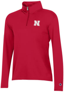 Champion Nebraska Cornhuskers Womens Red Mock Mesh Qtr Zip Pullover